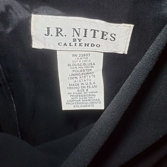 J.R. Nites by Caliendo Scalloped Black Sleeveless Top Size 6 - Picture 4 of 8